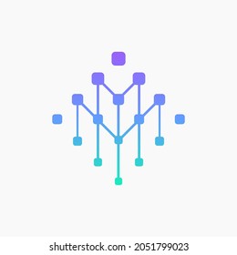 Binary Dot Web Logo Technology that forms the letter MM in a modern and futuristic way. A logo that looks sophisticated, techy and fresh. Logos that are suitable for technology companies.