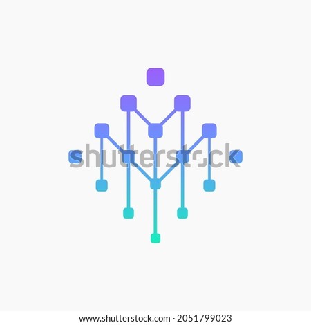 Binary Dot Web Logo Technology that forms the letter MM in a modern and futuristic way. A logo that looks sophisticated, techy and fresh. Logos that are suitable for technology companies.