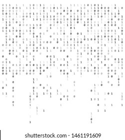 Binary falling numbers like matrix.  0,1 digits on white background template