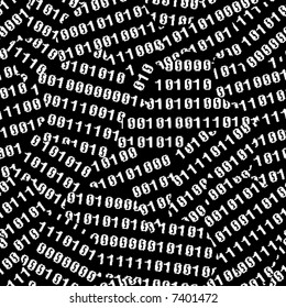 Binary figures torn on black screen. Vector seamless wallpaper
