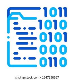 Binary File Coding System Vector Thin Line Icon. Coding System, Data Encryption Linear Pictogram. Web Development, Programming Languages, Bug Fix, HTML, Script Contour Illustration