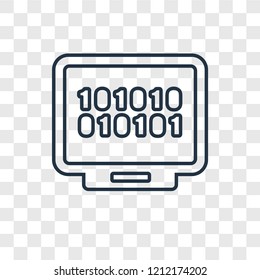 Binary file concept vector linear icon isolated on transparent background, Binary file concept transparency concept in outline style