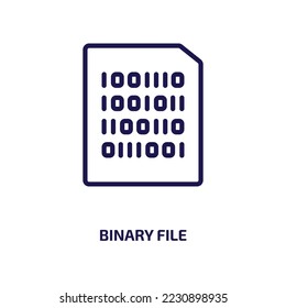 icono de archivo binario de la colección de programación. Archivo binario lineal delgado, binario, icono de contorno de datos aislado en fondo blanco. Signo de archivo binario vector de línea, símbolo para web y móvil