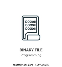 Binary file outline vector icon. Thin line black binary file icon, flat vector simple element illustration from editable programming concept isolated stroke on white background