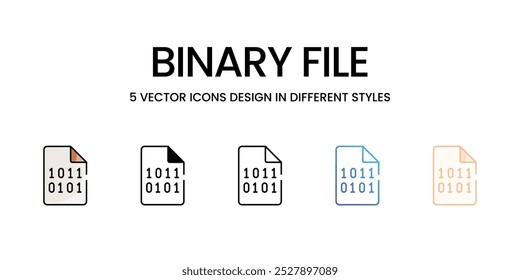 Binary File vector icons set stock illustration
