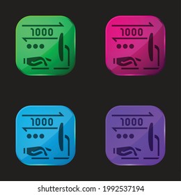 Binary four color glass button icon