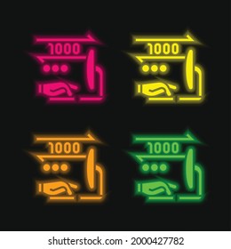 Icono binario del vector neonatal brillante de cuatro colores