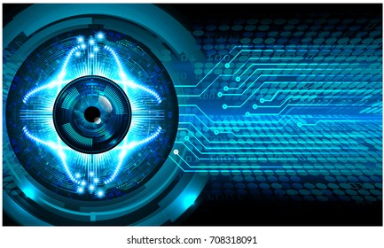 binary future technology, blue eye cyber security concept background, abstract hi speed digital internet.motion move blur. pixel. eyeball. vector