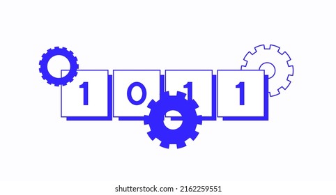 Binary and Gear in Computer Machine Programming Language for Computer Science Programmer or Graphic Element