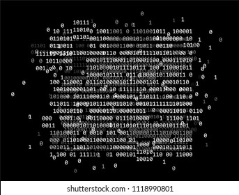 Binary glitched code on dark background.