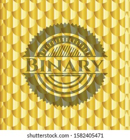 Binary golden badge or emblem. Scales pattern. Vector Illustration. Detailed.