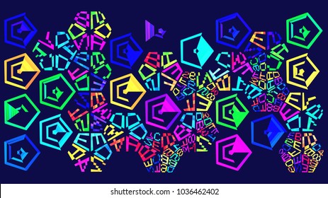 Binary   Hexadecimal cyberpunk geometric print  Sorting hexagon abstract background