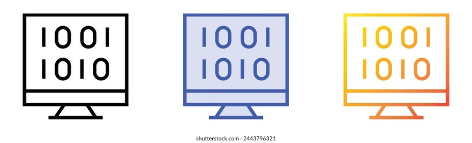 binary icon. Linear, Blue Fill and Gradient Style Design Isolated On White Background