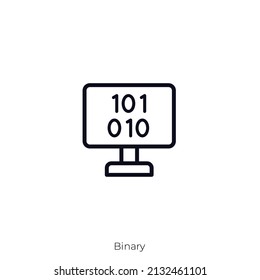 Icono binario. Diseño de icono de estilo de esquema aislado en fondo blanco