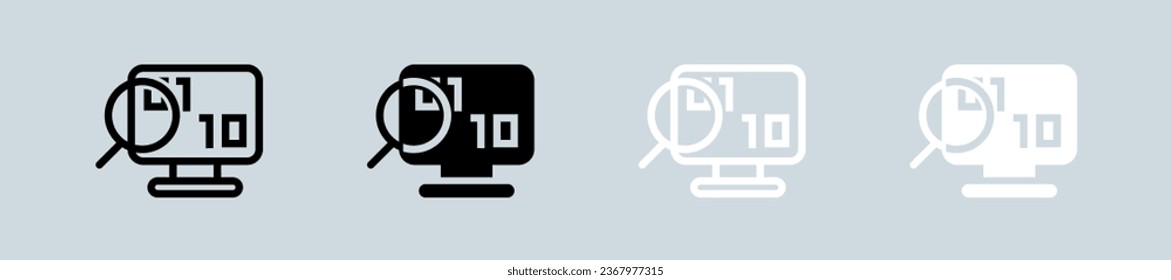 Binary icon set in black and white. Programming signs vector illustration.