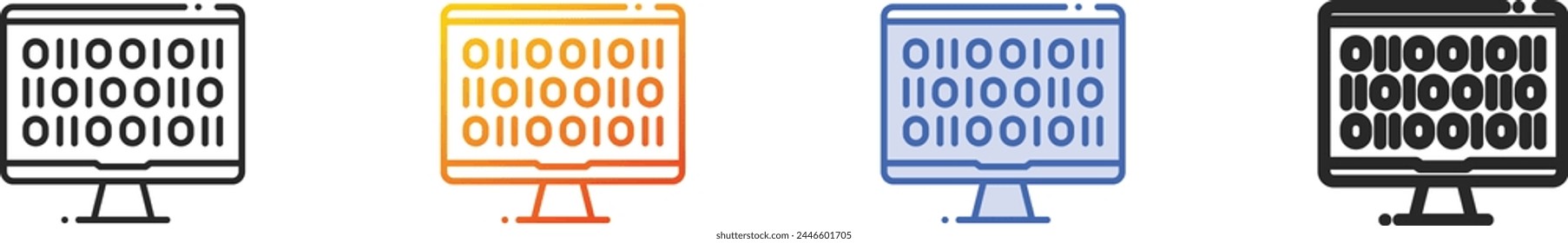 binary icon.Thin Linear, Gradient, Blue Stroke and bold Style Design Isolated On White Background