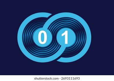 Binary infinity loop representing digital connection and technology.