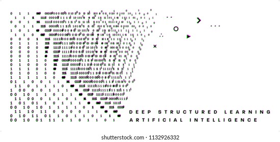 Binary infographic vector template | Big Data | Machine deep learning | Artificial intelligence technologies