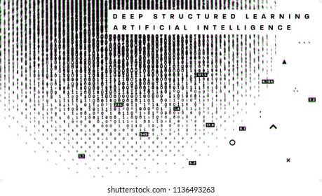 Binary infographic vector template | Big Data | Machine deep learning | Artificial intelligence technologies