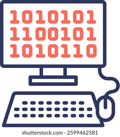 Binary Instructions Icon Line Color Vector Illustration