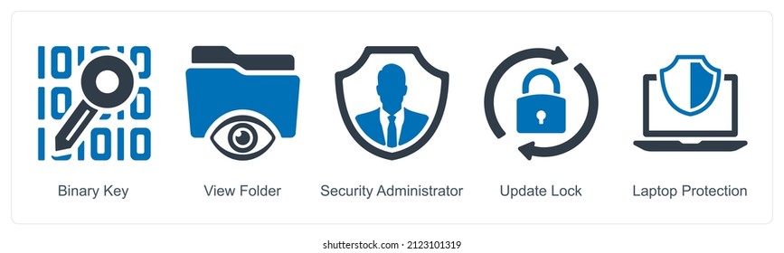 Binary Key And View folder Icon Concept
