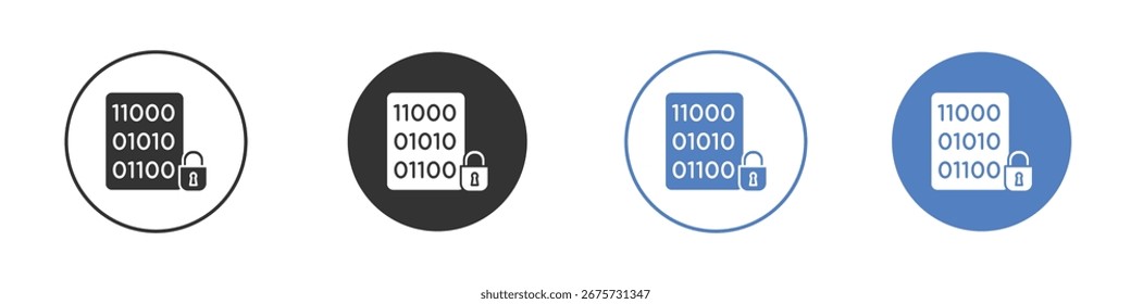 Coleção de ícones de Bloqueio Binário para aplicativo em cores preto e azul