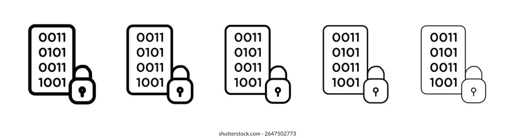 Binary Lock icon graphic set. trendy stroke line style