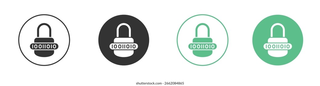Ícone de Bloqueio Binário Conjunto de Ícones de Vetor de Linha Plana Mínimo.