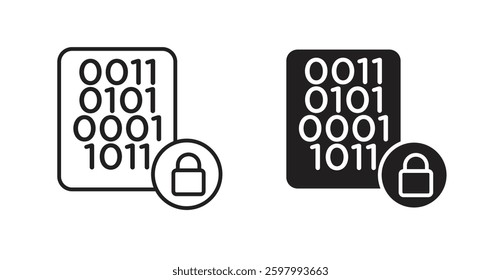 Binary Lock line icon vector set.