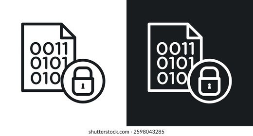 Binary Lock vector icon set in black and white color.