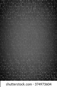 Binary machine code, computer program listing.  Vertical vector a4 background