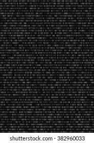 Binary machine code, computer program listing.  Vertical vector a4 background
