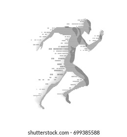 binary man running, concept of technology era