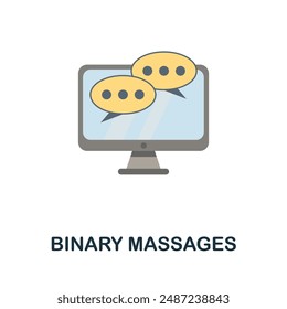 Binary Massages flat icon. Colored sign from machine learning collection. Creative Binary Massages icon illustration for web design, infographics and more