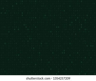 Binary matrix code background . Vector  green cyber pattern . 