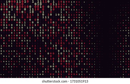 Binary Matrix Code. Data Stream One and Zero Computer Numbers. Coding, Hacking, Mining of Crypto-Currency Bitcoin Concept. Vector illustration.