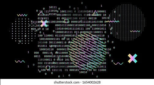 Binary matrix on dark background. Concept illustration for infosec and cryptography subjects.