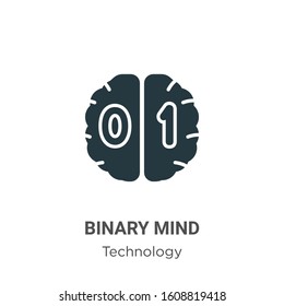 Binary mind glyph icon vector on white background. Flat vector binary mind icon symbol sign from modern technology collection for mobile concept and web apps design.