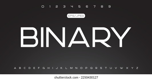 BINARY Modern abstract digital tech font. Logo creative font, type, technology, movie, digital, music, movie. Fonts and illustration in vector format.