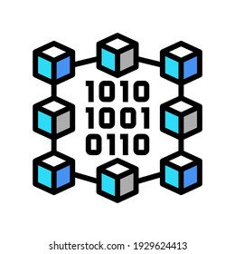 binary neural network color icon vector. binary neural network sign. isolated symbol illustration