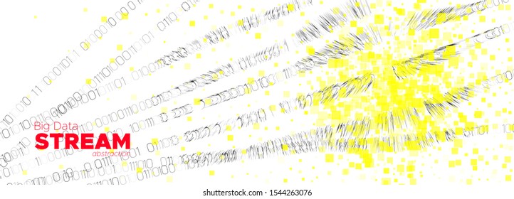Binary Number Background. Red Tech Banner. Particle Motion. Big Data Concept. Yellow Information Binary Technology. Tech Poster. Particle Future. Big Data Stream. Binary Numbers Movement.