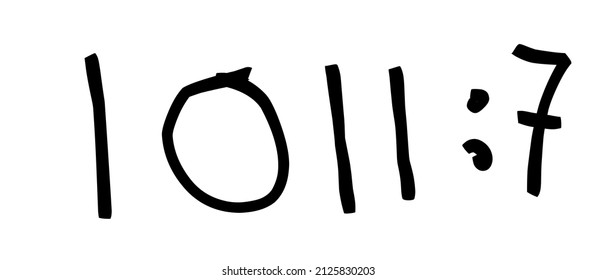Binary number seven design tshirt hand drawing isolated on white