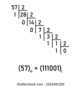 The binary number system. Binary to decimal conversion. Value of digits in the binary numeral system.