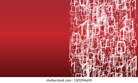 Binary numbers chaos, artificial intelligence database. Zeros ones neural network vector background