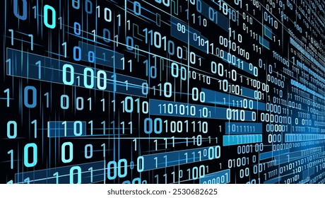 binary numbers or code digital background. binary matrix background. for cyber security, protection,=, hacking, password, programming, database, big data, virus or networking concept.	