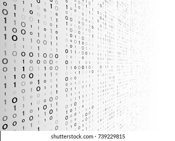 Binary numbers in perspective background. Hex code digital concept. Technology vector illustration