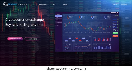 Binary option. All situation on market: Put Call, Win Lost deal. Futuristic user interface. Infographic elements. Abstract virtual graphic touch 3D UI for business app.Screen monitor set web elements