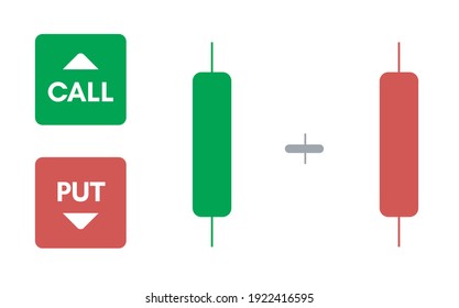 Binary option. Options trading set buttons. Call and put symbol.