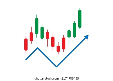 opciones binarias. velas verdes y rojas. Comercio. Gráfica de candelabros con un movimiento ascendente sobre un fondo blanco. ilustración vectorial. 
