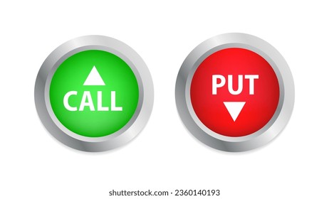 Binary Options. Options trading set buttons. Call and put symbol. Vector illustration